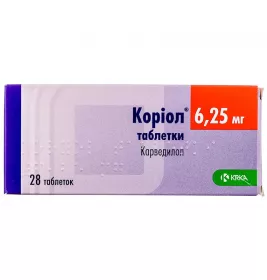 Коріол таблетки по 6.25 мг 28 шт. (7х4) - Медікард