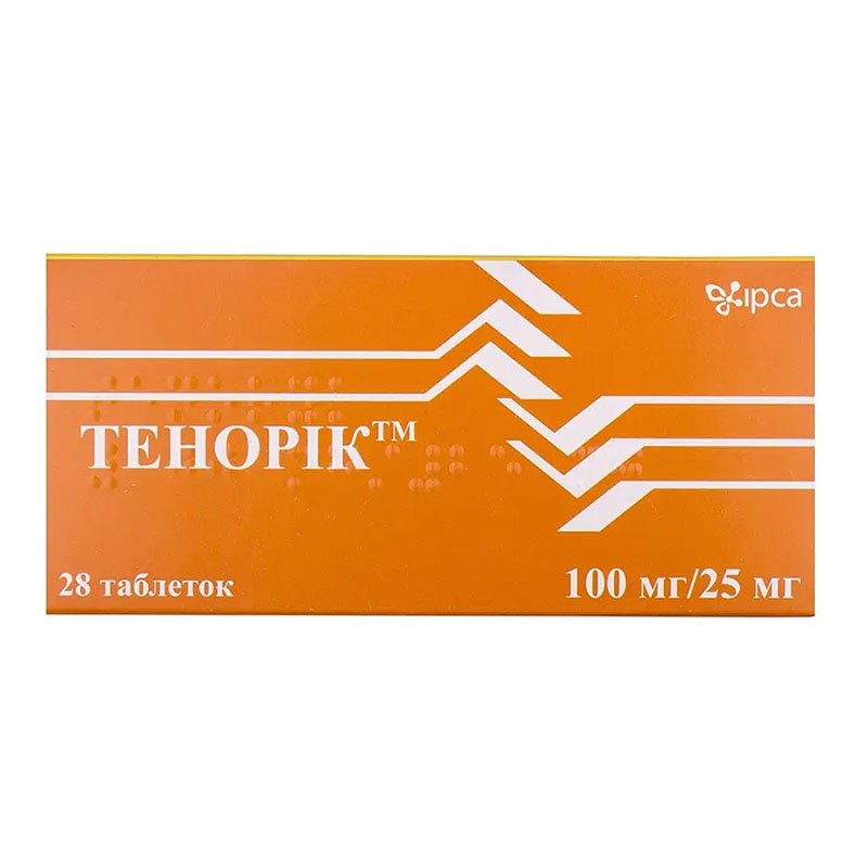Тенорик таблетки по 100 мг/25 мг 28 шт. (14х2) Тенорик таблетки по 100 мг/25 мг 28 шт. (14х2)