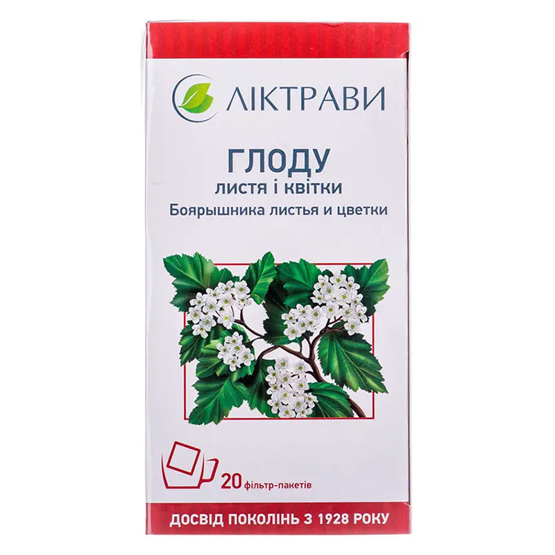 Глоду листя та квіти по 2,5 г у фільтр-пакетиках 20 шт. - Лектрави