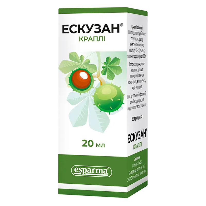 Ескузан краплі 1% по 20 мл у флаконі