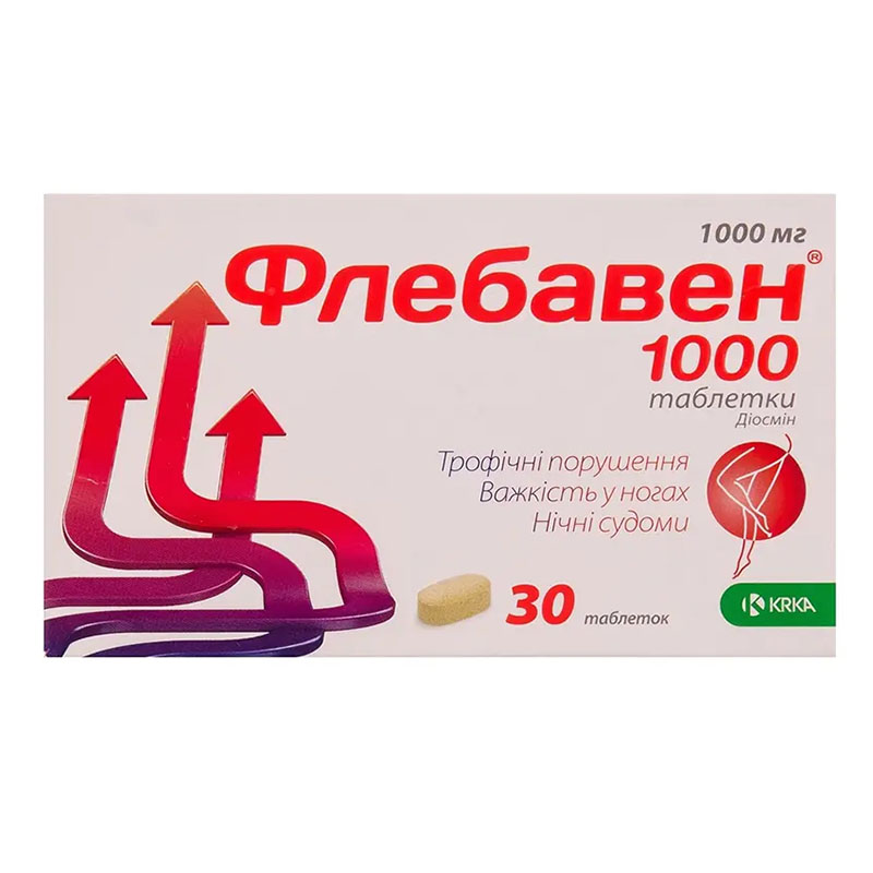 Флебавен 1000 таблетки по 1000 мг 30 шт. (10х3) Флебавен 1000 таблетки по 1000 мг 30 шт. (10х3)