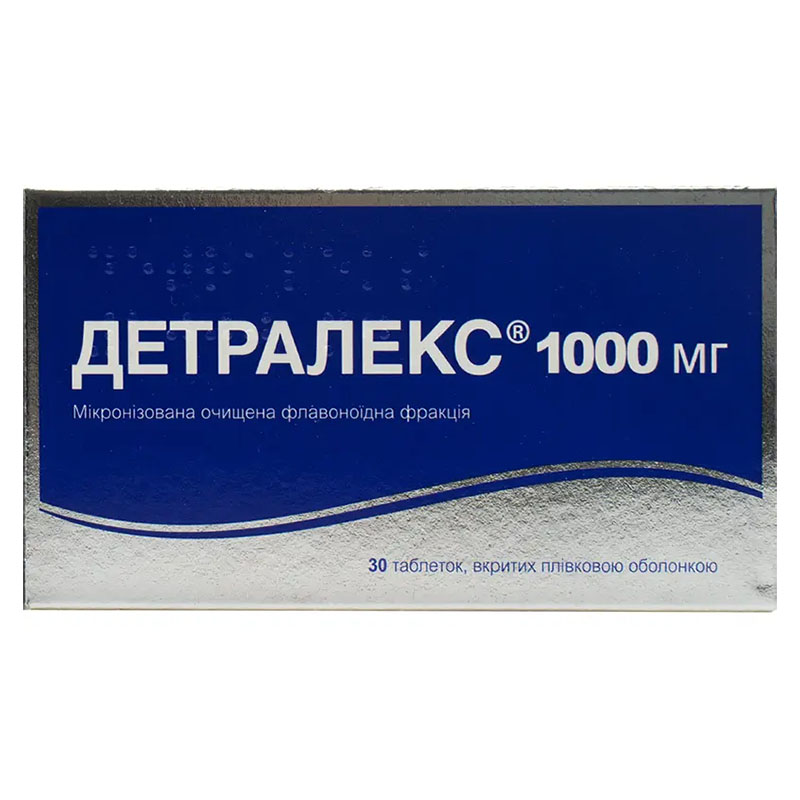 Детралекс 1000 мг таблетки по 1000 мг 30 шт. (10х3) Детралекс 1000 мг таблетки по 1000 мг 30 шт. (10х3)