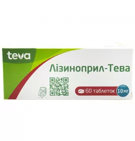Лізиноприл-Тева таблетки по 10 мг 60 шт. (10х6)