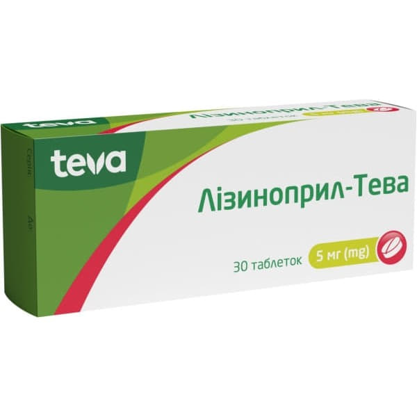 Лізиноприл-Тева таблетки по 5 мг 30 шт.