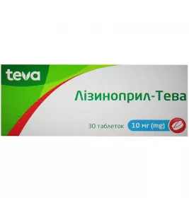 Лізиноприл-Тева таблетки по 10 мг 30 шт. (10х3)