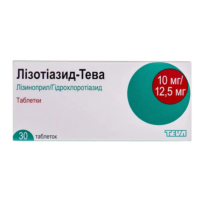 Лізотіазид-Тева таблетки по 10 мг/12.5 мг 30 шт. (10х3)