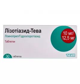 Лізотіазид-Тева таблетки по 10 мг/12.5 мг 30 шт. (10х3)