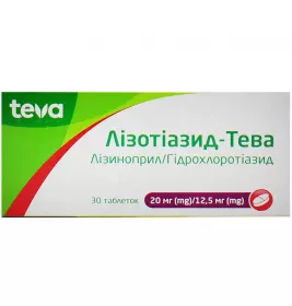 Лизотиазид-Тева таблетки по 20 мг/12.5 мг 30 шт. (10х3)