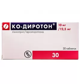 Ко-диротон таблетки по 10 мг/12.5 мг 30 шт. (10х3)
