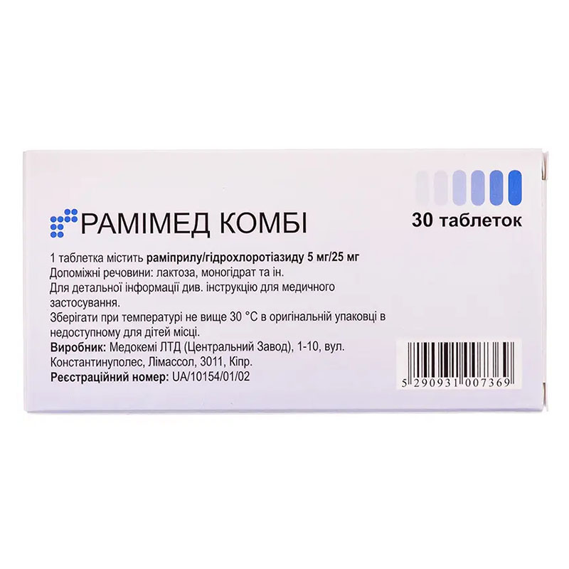 Рамімед комбі таблетки по 5 мг/25 мг 30 шт. (10х3)