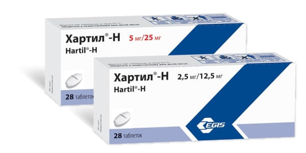 Хартил-Н таблетки по 2.5 мг/12.5 мг 28 шт. (14х2)