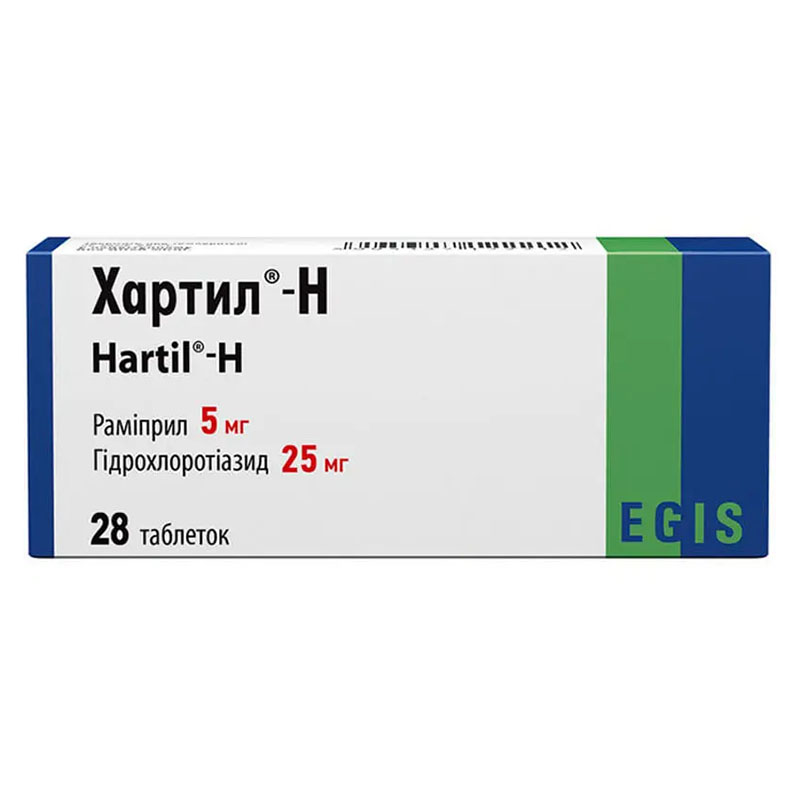 Хартил-Н таблетки по 5 мг/25 мг 28 шт. (14х2)