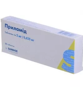 Приламид таблетки по 2 мг/0.625 мг 30 шт.