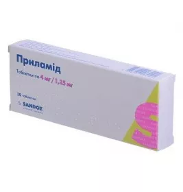 Приламид таблетки по 4 мг/1,25 мг 30 шт.