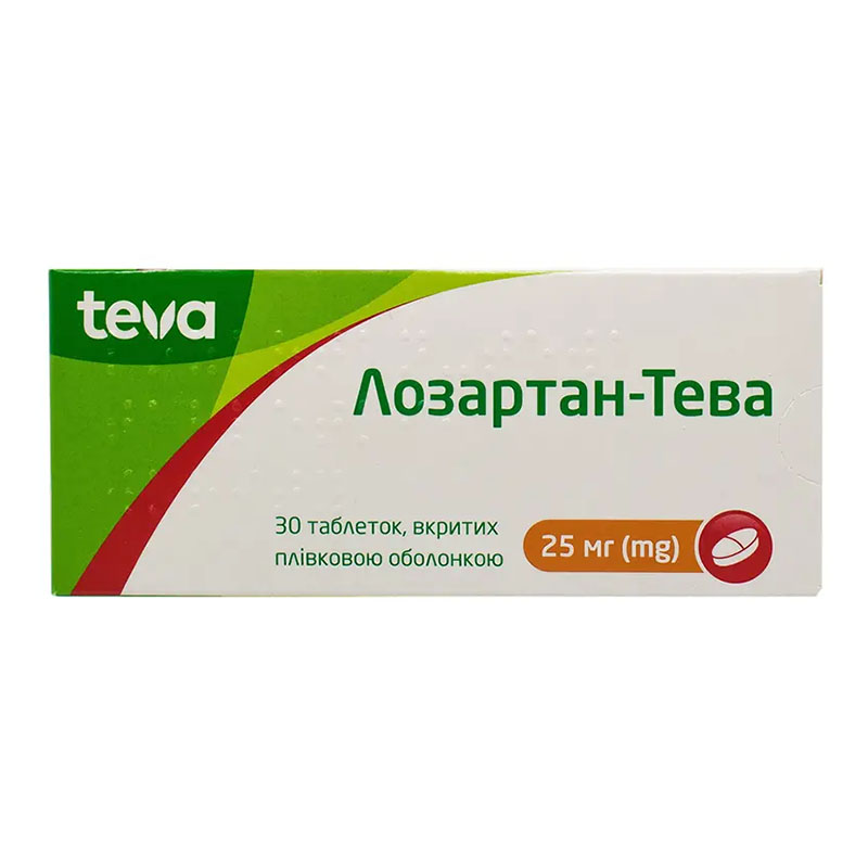 Лозартан-Тева таблетки по 25 мг 30 шт. (10х3) Лозартан-Тева таблетки по 25 мг 30 шт. (10х3)