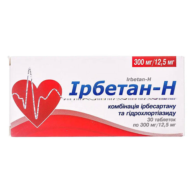 Ірбетан-Н таблетки по 300 мг/12.5 мг 30 шт. (10х3)