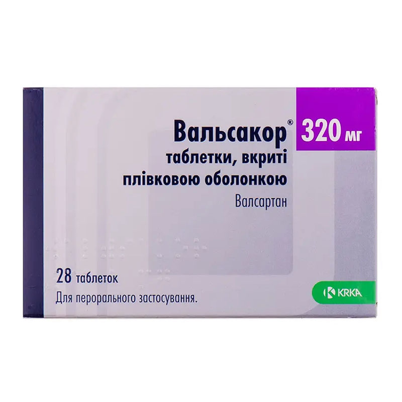 Вальсакор таблетки по 320 мг 28 шт. (14х2) Вальсакор таблетки по 320 мг 28 шт. (14х2)