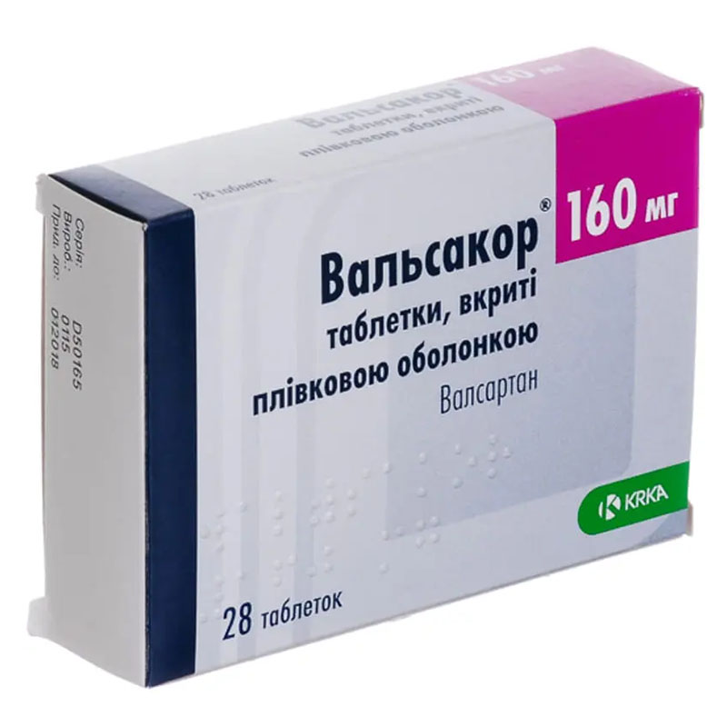 Вальсакор таблетки по 160 мг 28 шт. (14х2) Вальсакор таблетки по 160 мг 28 шт. (14х2)