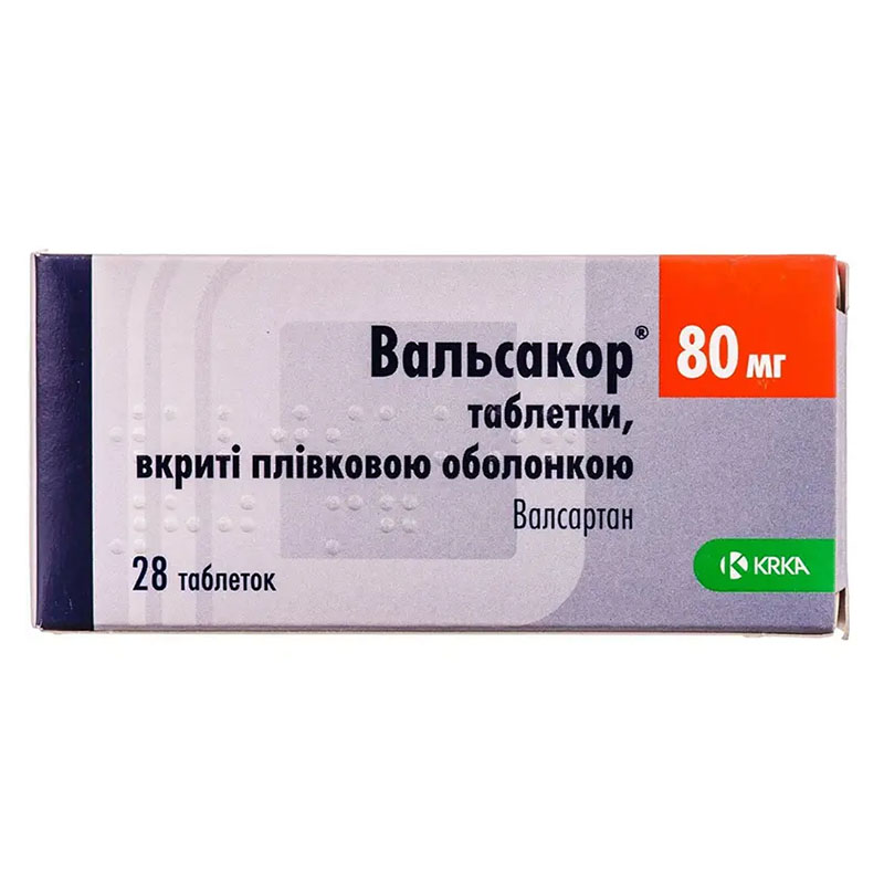 Вальсакор таблетки по 80 мг 28 шт. (14х2) Вальсакор таблетки по 80 мг 28 шт. (14х2)