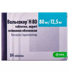 Вальсакор H 80 таблетки по 80 мг/12.5 мг 84 шт. (14х6)
