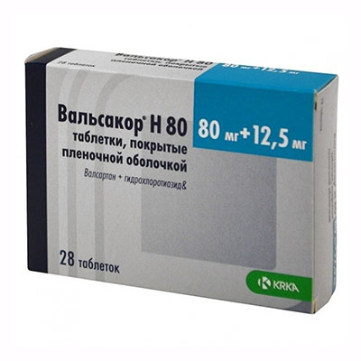 Вальсакор H 80 таблетки по 80 мг/12.5 мг 28 шт. (14х2)