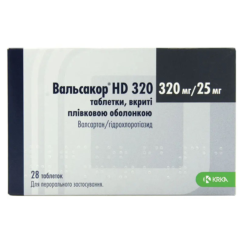 Вальсакор HD 320 таблетки по 320 мг/25 мг 28 шт. (14х2) Вальсакор HD 320 таблетки по 320 мг/25 мг 28 шт. (14х2)