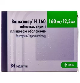 Вальсакор H 160 таблетки по 160 мг/12.5 мг 84 шт. (14х6)