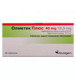 Олметек плюс таблетки по 40 мг/12.5 мг 28 шт. (14х2)