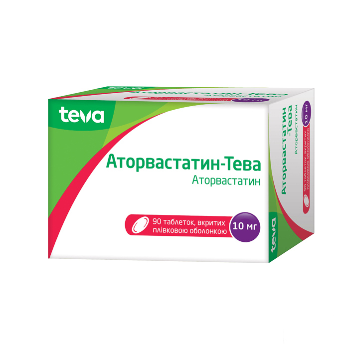 Аторвастатин-Тева таблетки по 10 мг 90 шт. (10х9)