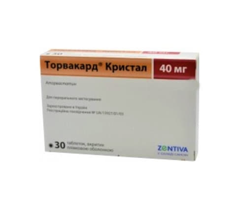 Торвакард Кристал таблетки по 40 мг 30 шт. Торвакард Кристал таблетки по 40 мг 30 шт.