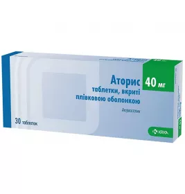 Аторис таблетки по 40 мг 30 шт. (10х3)