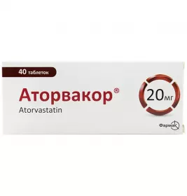 Аторвакор таблетки по 20 мг 40 шт. (10х4)