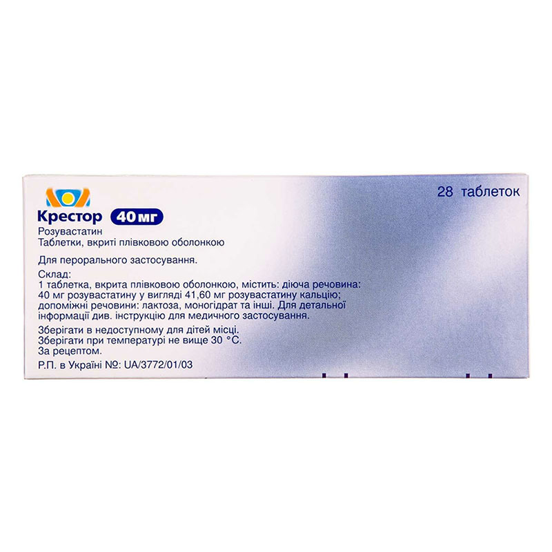 Крестор таблетки по 40 мг 28 шт. (14х2) - Медиакард