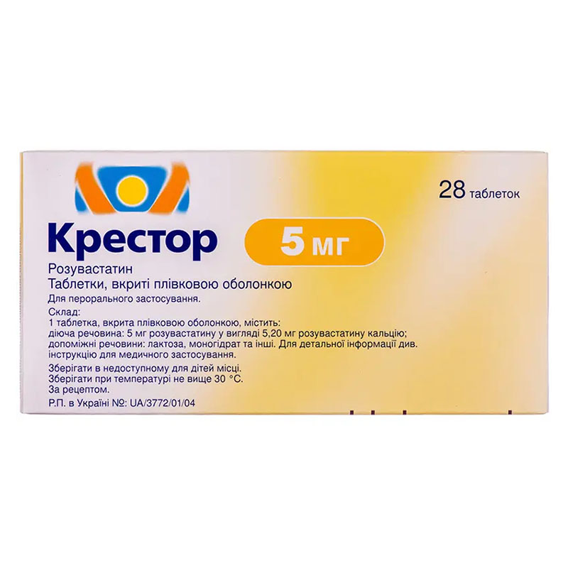 Крестор таблетки по 5 мг 28 шт. (14х2) - Медіакард