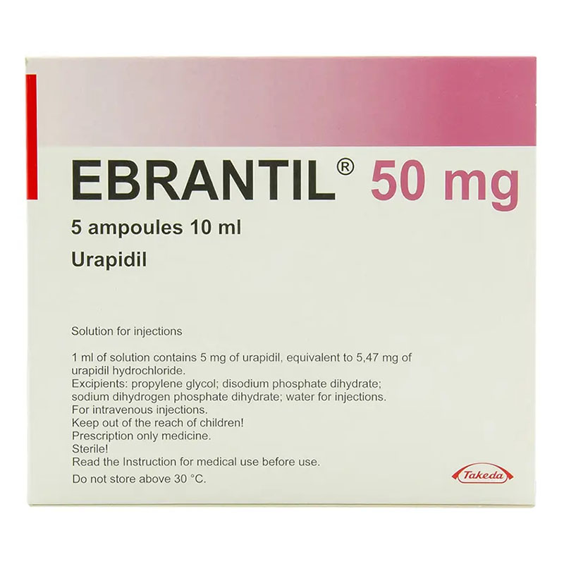 Ебрантил розчин для ін'єкцій 5 мг/мл (50 мг) в ампулах по 10 мл 5 шт.