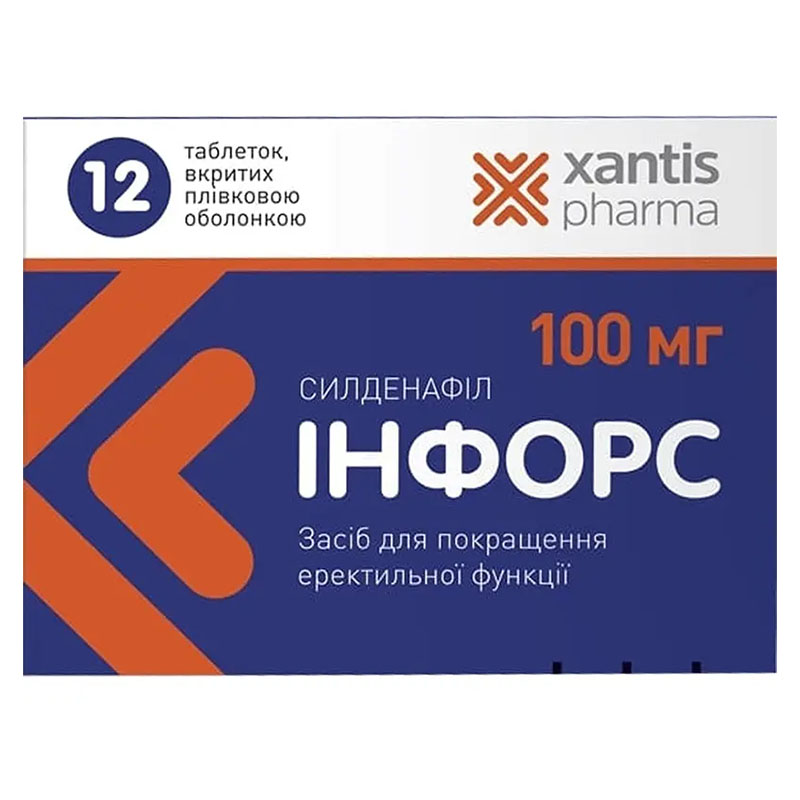 Інфорс таблетки по 100 мг 12 шт. (4х3)