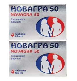 Новагра 50 таблетки по 50 мг 4 шт. Акционный набор 2 упаковки
