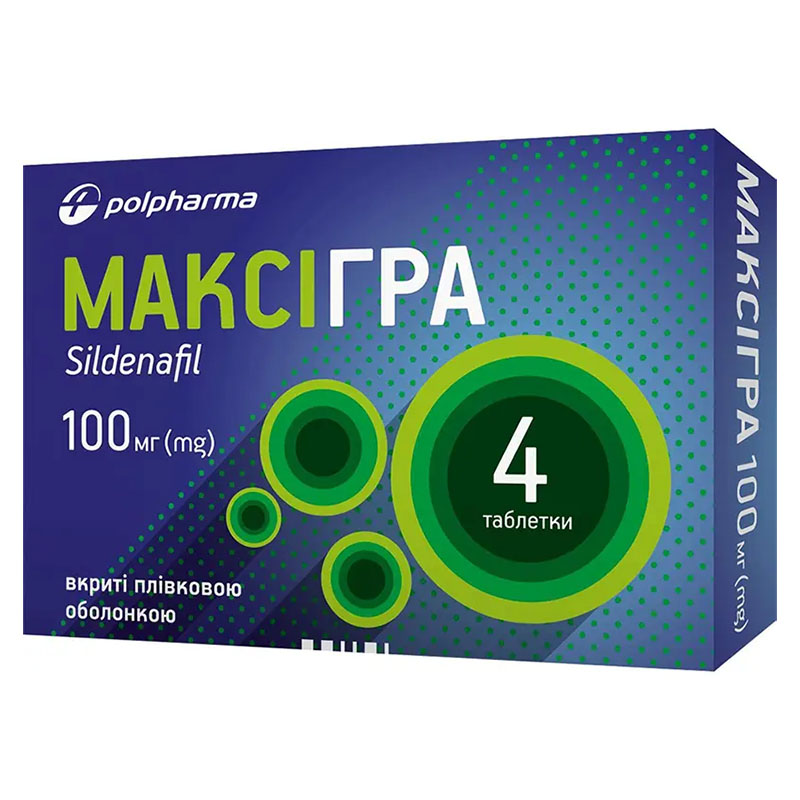Максігра таблетки по 100 мг 4 шт.