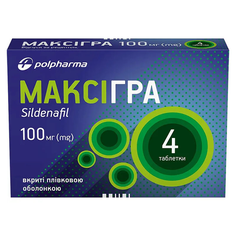 Максігра таблетки по 100 мг 4 шт.