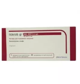 ГОНАЛ-Ф®, Merck Serono International  (Швейцарія), р-н д/ін. 900 МО картридж, вклад. в ручку д/введ 1