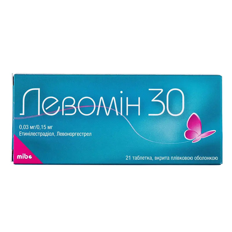 Левомин 30 таблетки по 0.03 мг/0.15 мг 21 шт. (21х1) Левомин 30 таблетки по 0.03 мг/0.15 мг 21 шт. (21х1)