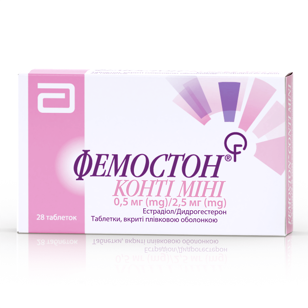 Фемостон Конти Мини таблетки по 0,5 мг/2,5 мг 28 шт. Фемостон Конти Мини таблетки по 0,5 мг/2,5 мг 28 шт.