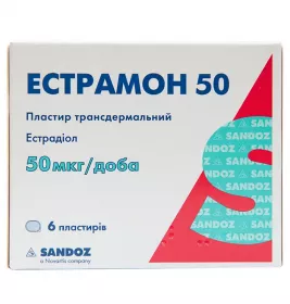Естрамон 50 пластир по 50 мкг/доба у пакетиках 6 шт.