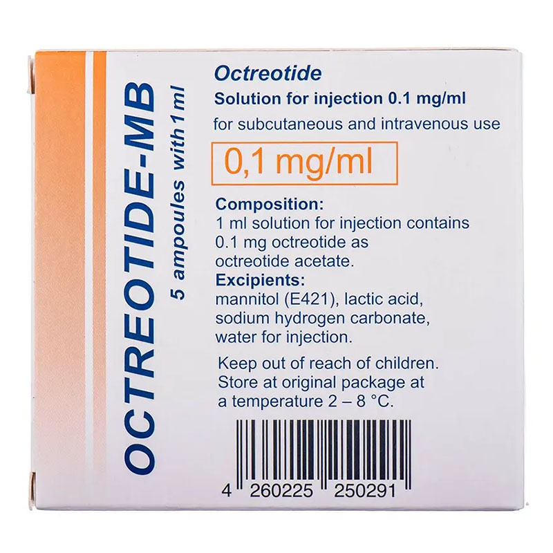 Октреотид-МБ розчин для ін'єкцій 0.1 мг/мл в ампулах по 1 мл 5 шт.