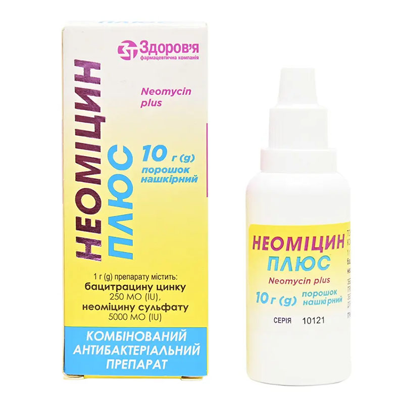 Неомицин Плюс порошок по 10 г во флаконе 1 шт.
