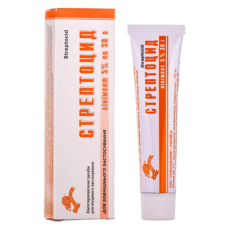 Стрептоцид лінімент 5% по 30 г у тубах 1 шт.