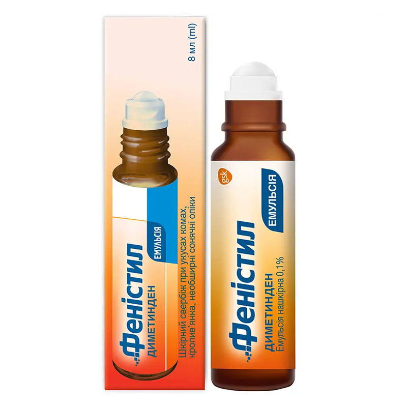 Фенистил эмульсия 0.1% по 8 мл во флаконе с аппликатором