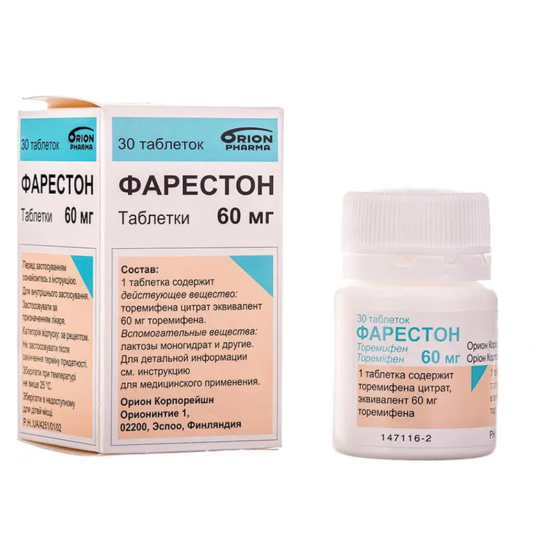 Фарестон таблетки по 60 мг 30 шт. у флаконі