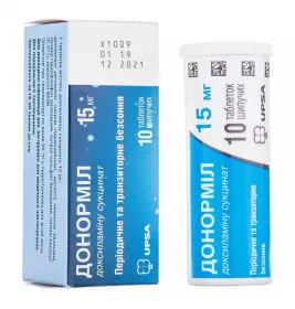 Донорміл таблетки шип. по 15 мг 10 шт. у тубах