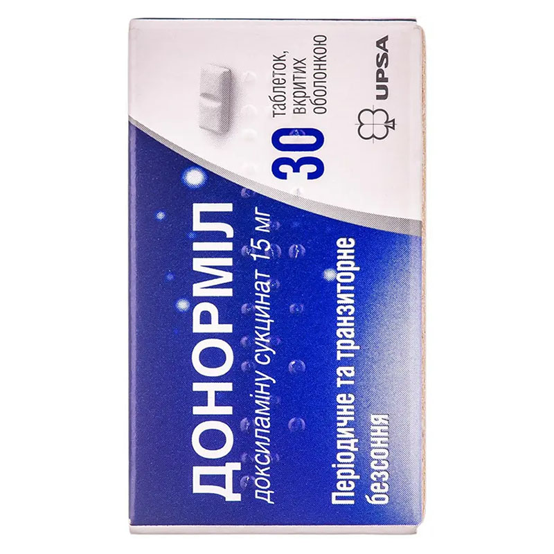 Донорміл таблетки, в/о по 15 мг 30 шт. у тубах